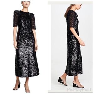 Sea New York Black Sequin Midi Dress